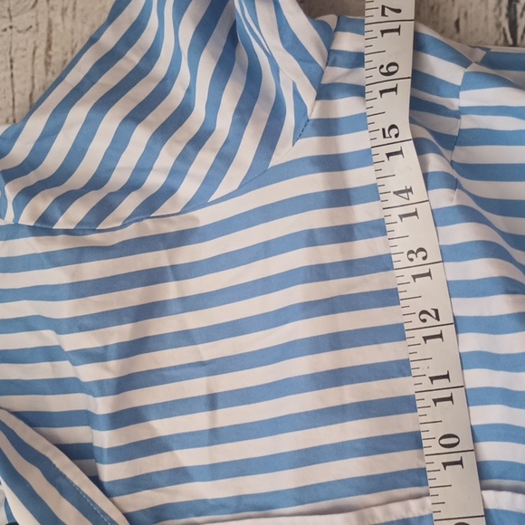 Talbots Blue White Vertical Stripe Long Sleeve A Line Cotton Shirtdress 4P - Picture 4 of 7